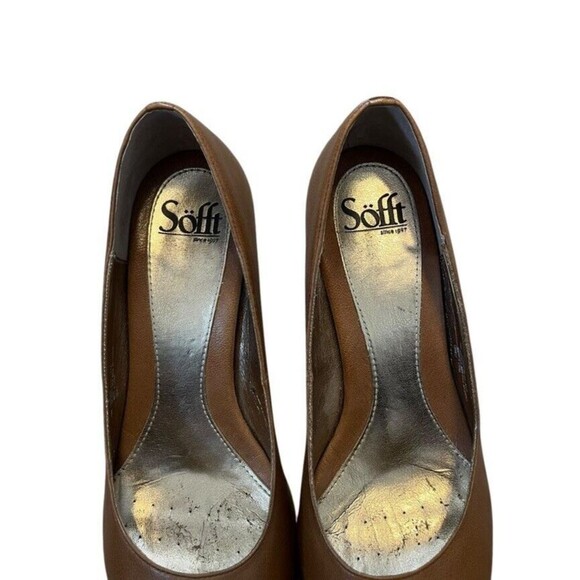 Sofft Open Toe Brown Leather Heels - Pumps Women's Size 9 - Classic - Office - Picture 9 of 9